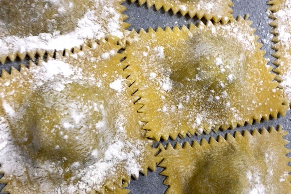 Homemade Black Crab Ravioli